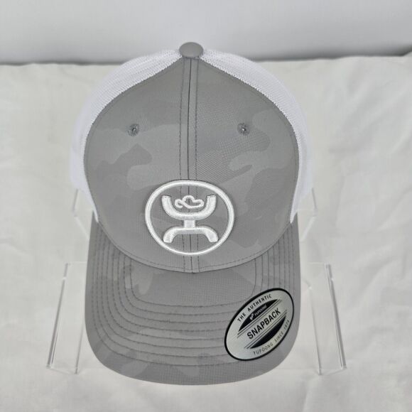 Hooey Trucker Hat O Classic Grey Camo White 2309T-GYWH Snapback Mid Profile NWT - Picture 2 of 12